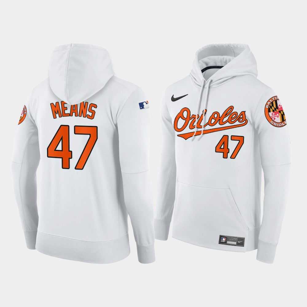 Men Baltimore Orioles 47 Means white home hoodie 2021 MLB Nike Jerseys